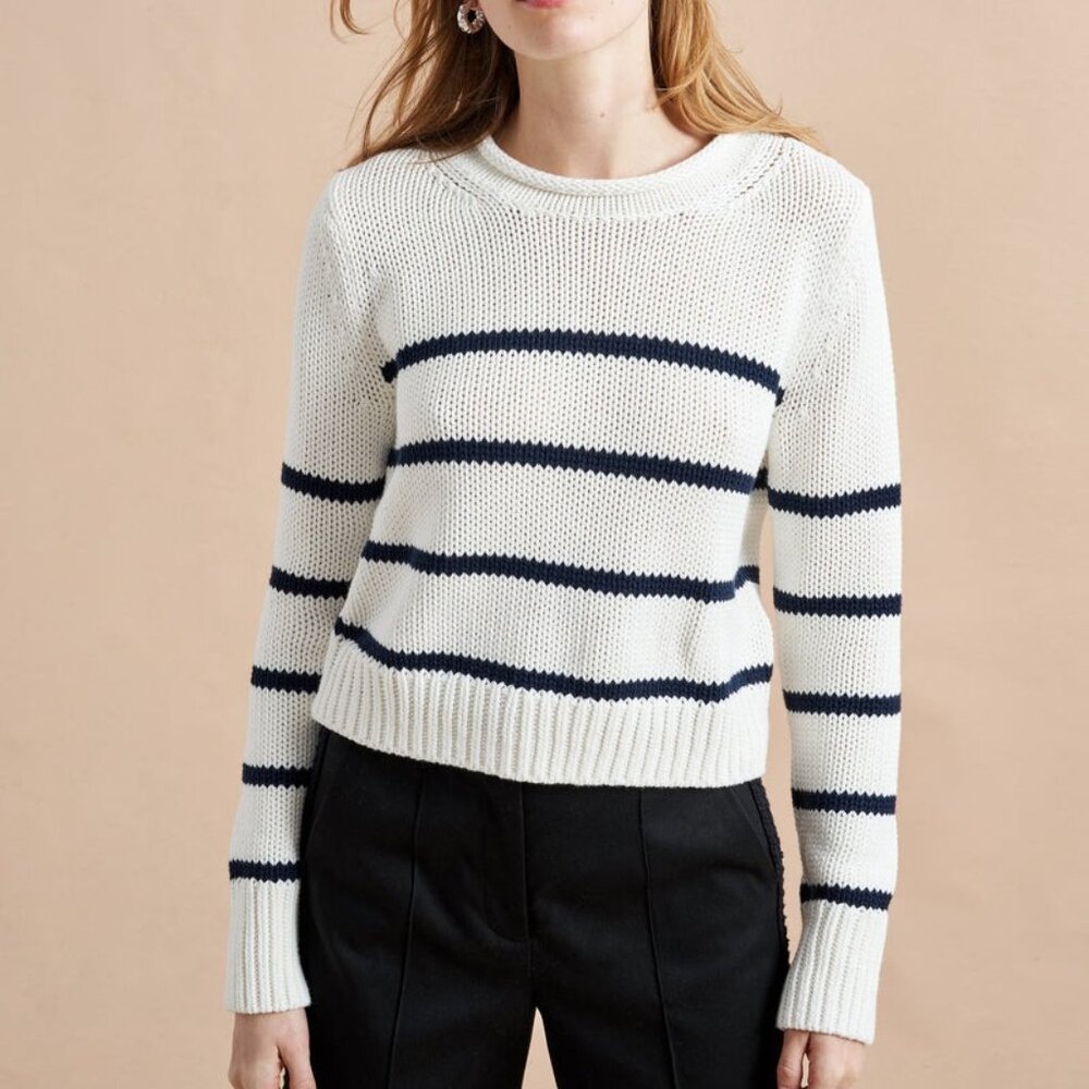 La Ligne Mini Marina Sweater, Small, Cream/Navy Stripe